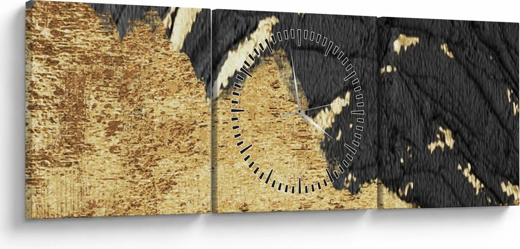 Obraz - Złota struktura N⁰1 (z zegarem) (90x30 cm)