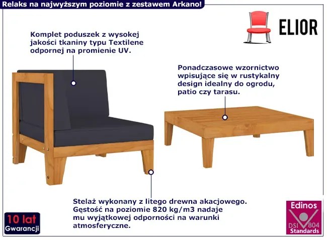 Sofa i stolik ogrodowy z drewna akacjowego - Cefilo 3X