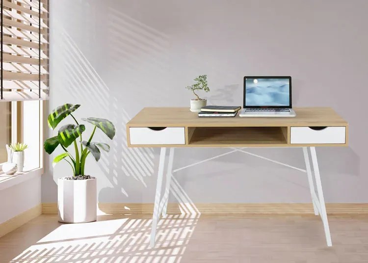 Nowoczesne biurko pod laptopa z 2 szufladami - Limero
