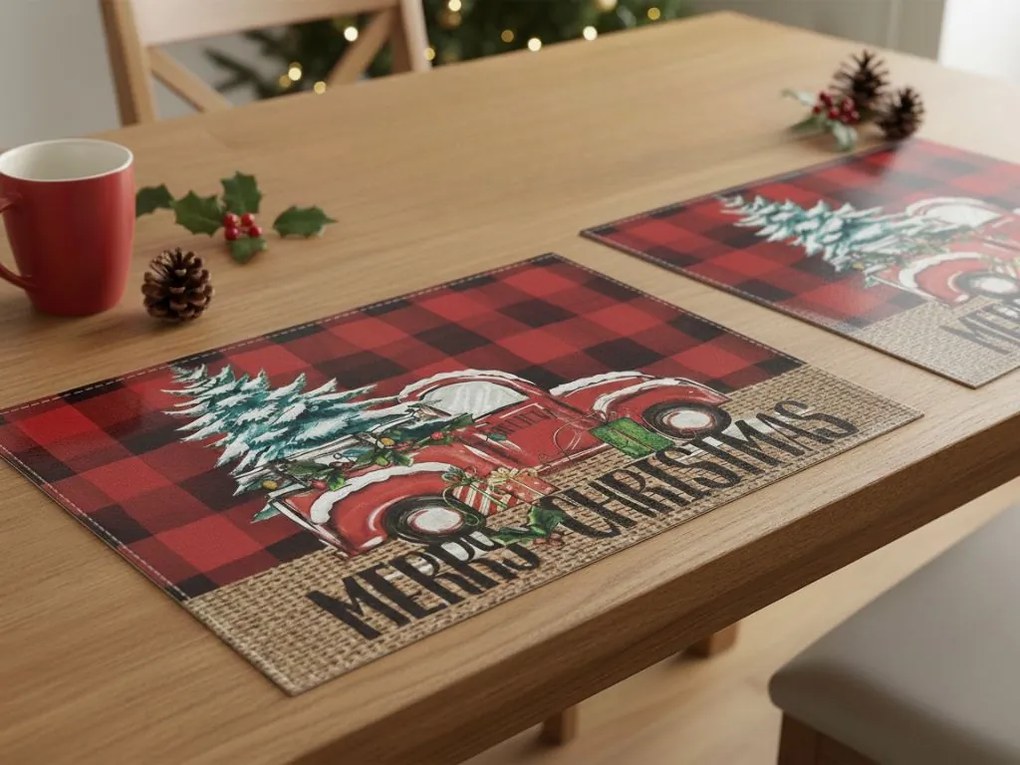 Świąteczna podkładka na stół MERRY CHRISTMAS 30x45 cm, czerwona