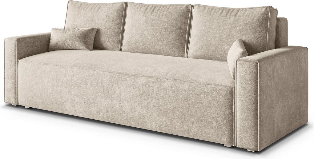 Masseno Sofa MENI z funkcją spania i pojemnikiem na pościel, Rozkładana sofa - Kremowy, LUMO 55
