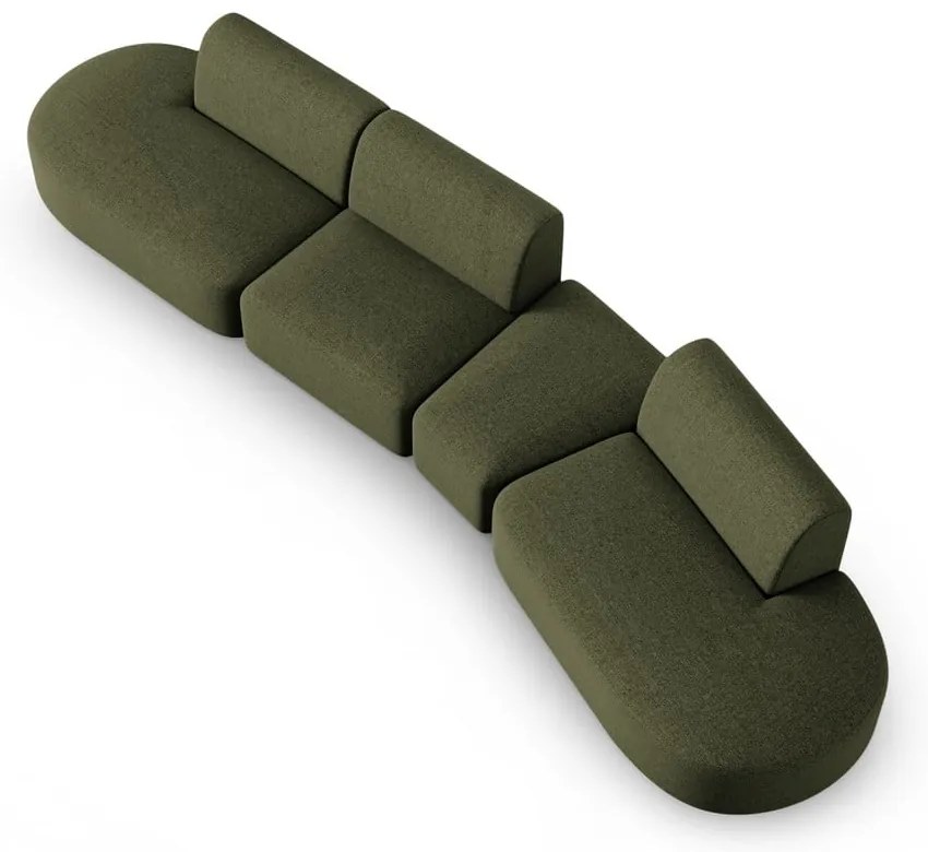 Zielona sofa z tkaniny szenilowej prawostronna 428 cm Paolo – Milo Casa