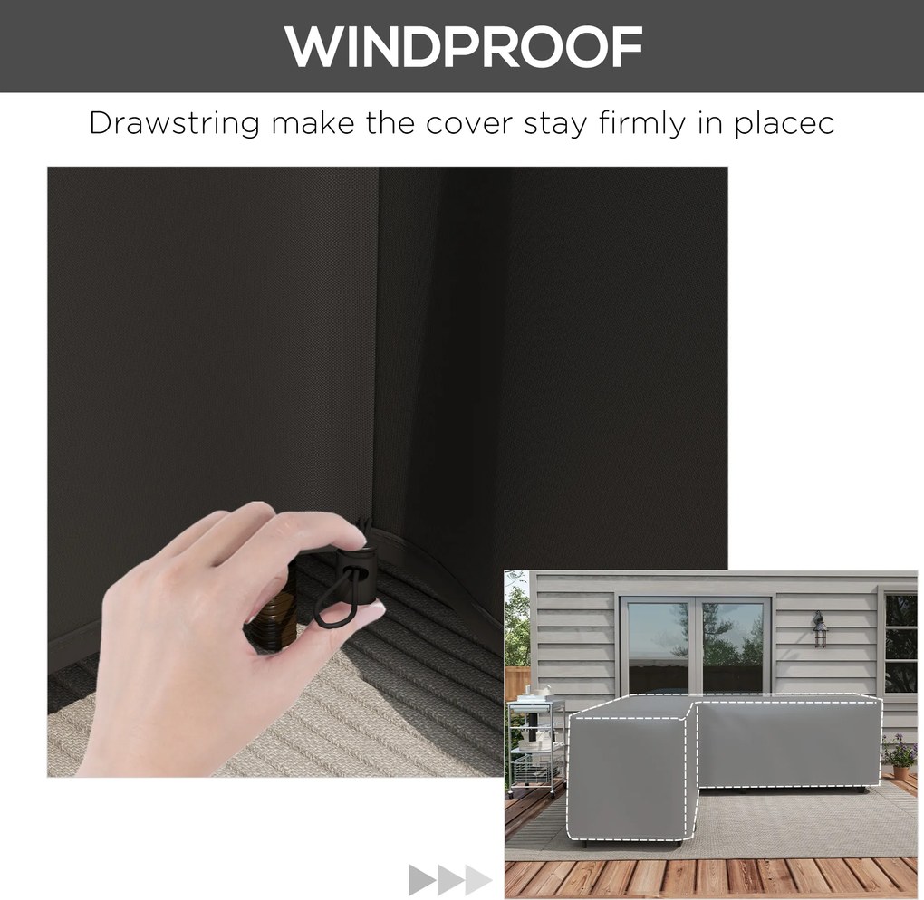 Outsunny Pokrowiec na meble ogrodowe L-kształtny wodoodporny pokrowiec na narożną sofę, przeciw UV, 250 x 250 x 79 cm, czarny | Aosom PL