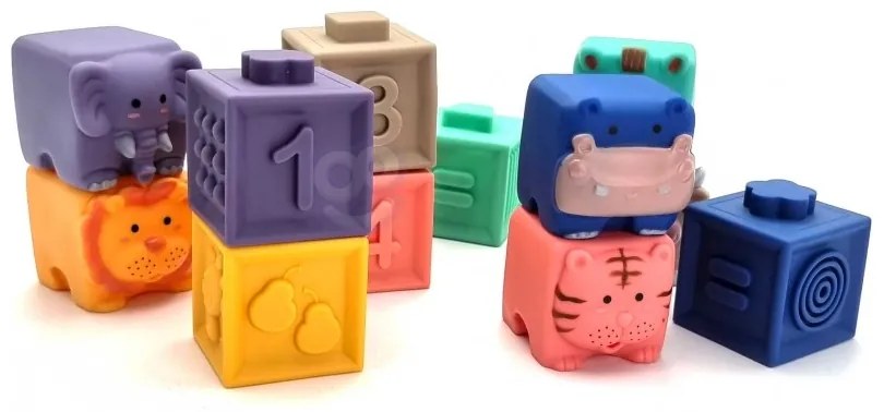 Woopie baby klocki sensoryczne układanka do ściskania dźwięk nauka liczenia 12 el.