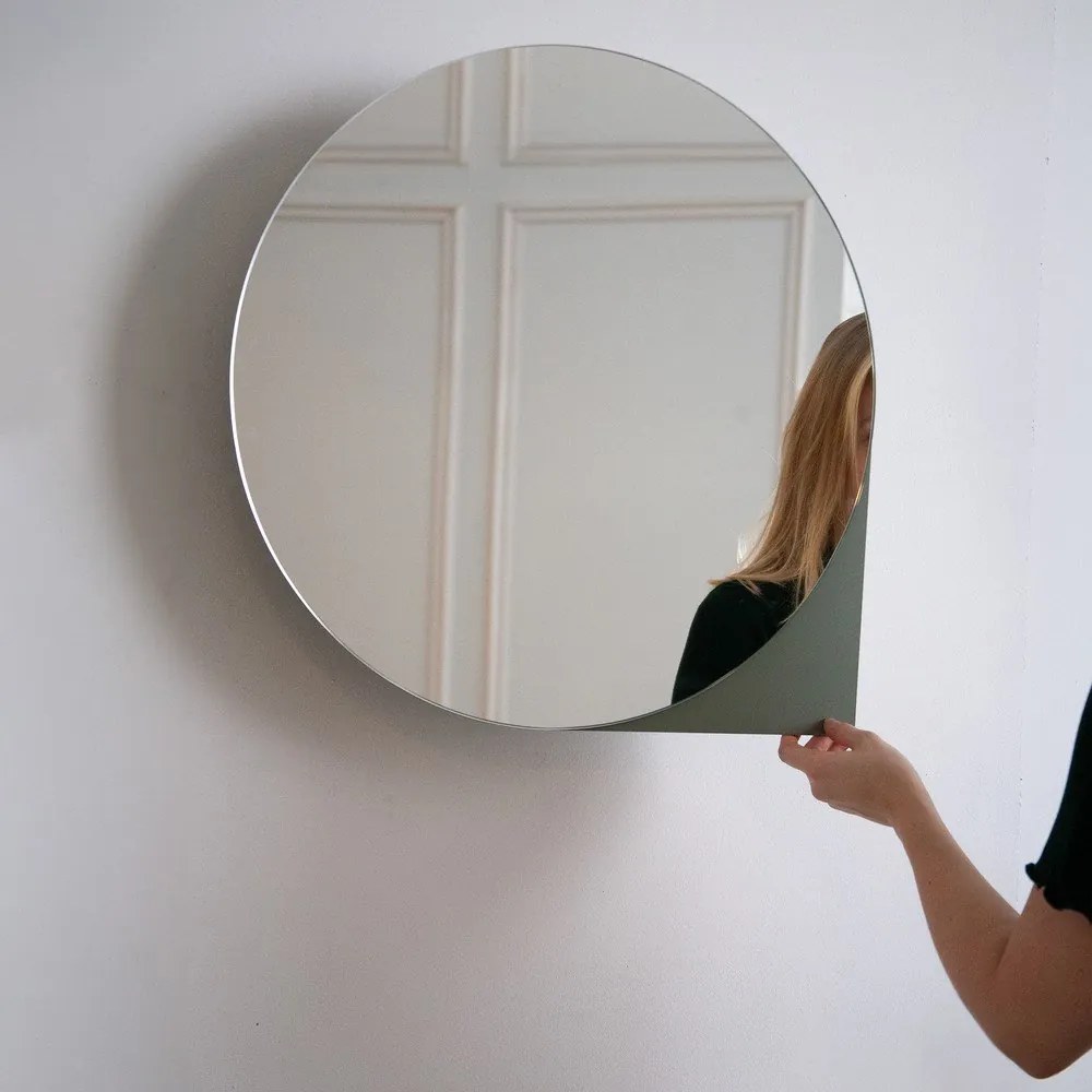 Szarozielona metalowa wisząca/z lustrem szafka łazienkowa 55x55 cm Sonnet – Spinder Design