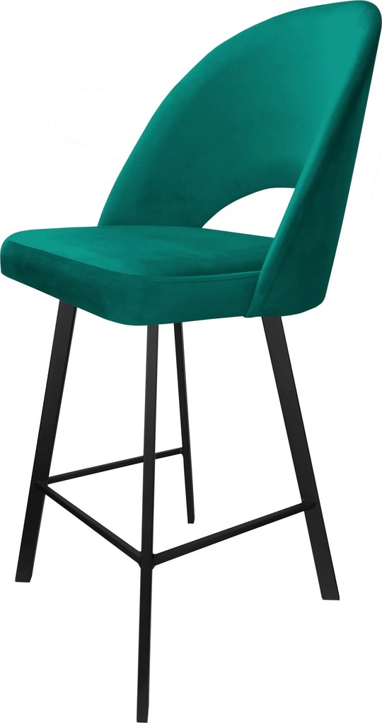 Hoker POLO krzesło barowe tkanina Welur podstawa metalowa hoker do kuchni : Kolor nogi - Czarna profil, Kolor tkaniny - VELVET - MG20, Typ siedziska - Siedzisko stałe