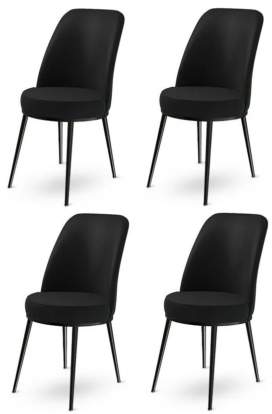 Zestaw krzeseł do jadalni Dexa Black and Black, 4 szt., 4 szt.