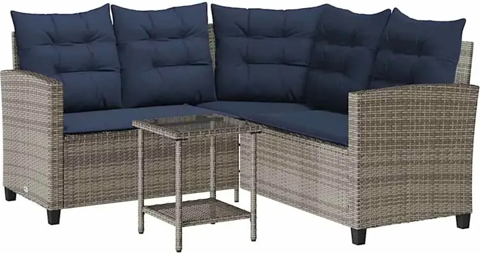 Sofa ogrodowa ze stolikiem szaro granatowa N8-P93