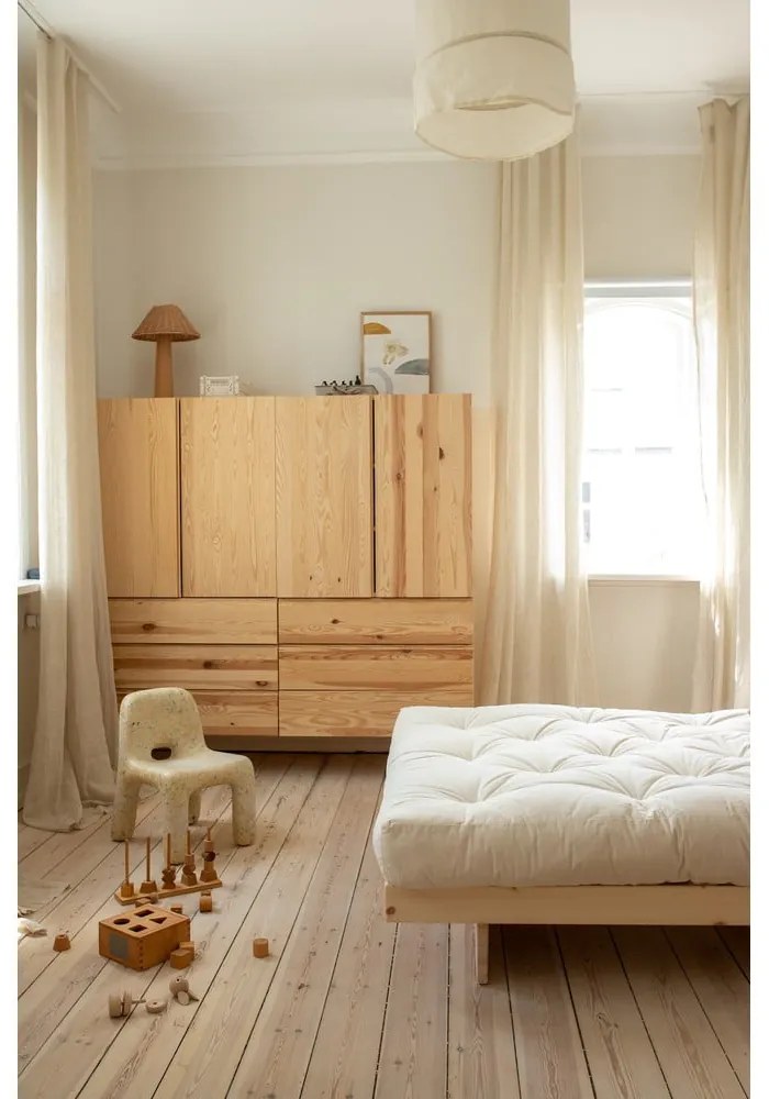 Naturalne łóżko z litego drewna sosnowego ze stelażem 90x200 cm Kanso – Karup Design