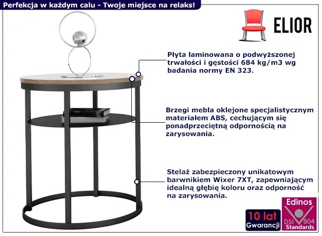 Dwupoziomowy stolik kawowy loft dąb lancelot + czarny Befadi 4X