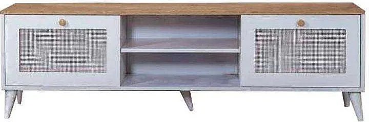 Stojak pod TV – 55 cm x 180 cm x 41 cm – Biały i Dąb – MDF