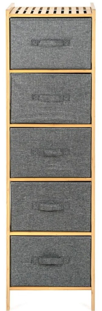 G21 Bambusowy regał z koszykami, 5 półek, szary, 5 pięter