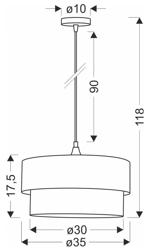 Morsko-czarna lampa wisząca z tekstylnym kloszem ø 35 cm Solanto – Candellux Lighting