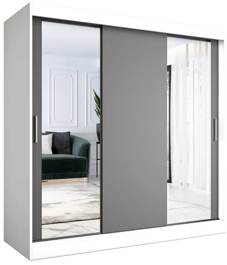 Szafa przesuwna biały + antracyt 200 cm E3-G24