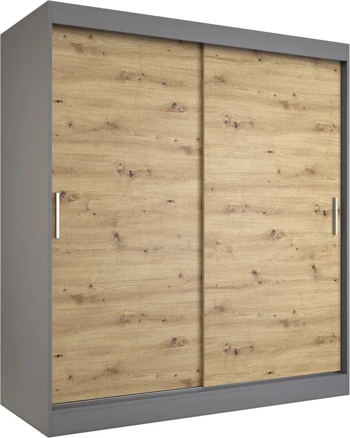 Szafa przesuwna 180 cm antracyt + dąb artisan P7-B02