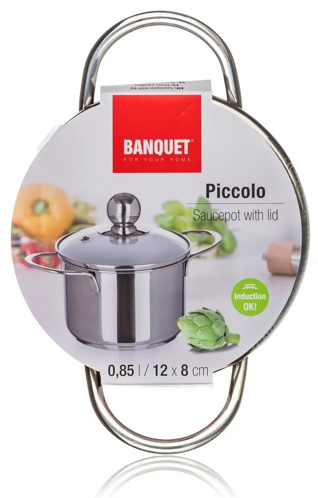 Banquet Garnek ze stali nierdzewnej z pokrywką Piccolo, 12 cm, 0,85 l