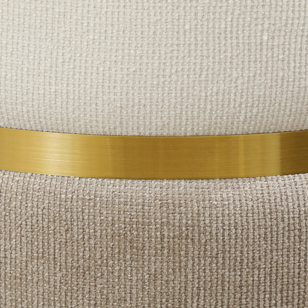 HOMCOM Taboret z miejscem do przechowywania, kremowy, z metalowym pierścieniem, dwukolorowy design, Ø36 x 44H cm