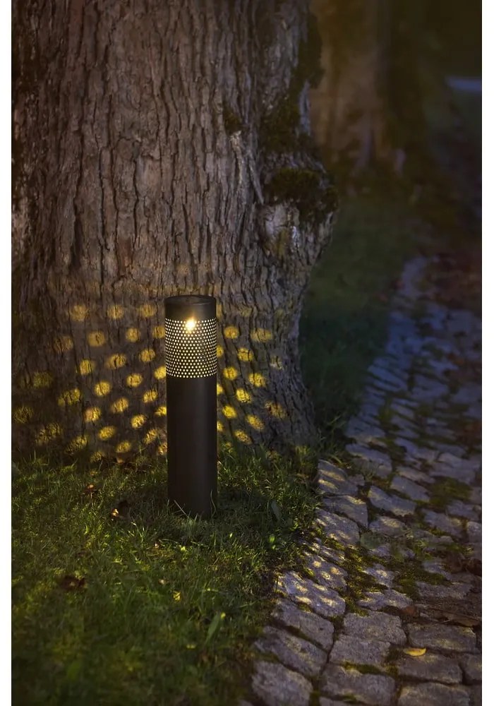 Czarne oświetlenie solarne LED ze stali nierdzewnej Star Trading Blace, wys. 39 cm