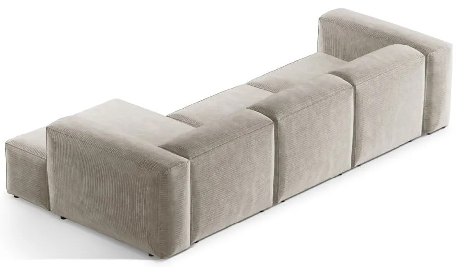 Beżowy sztruksowy narożnik (prawostronny/z szezlongiem) Bergamo – Cosmopolitan Design