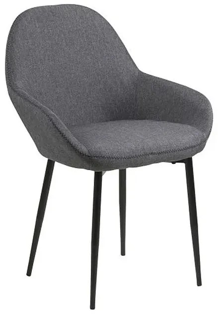 Ciemnoszare metalowe tapicerowane krzesło muszelka R7-P41