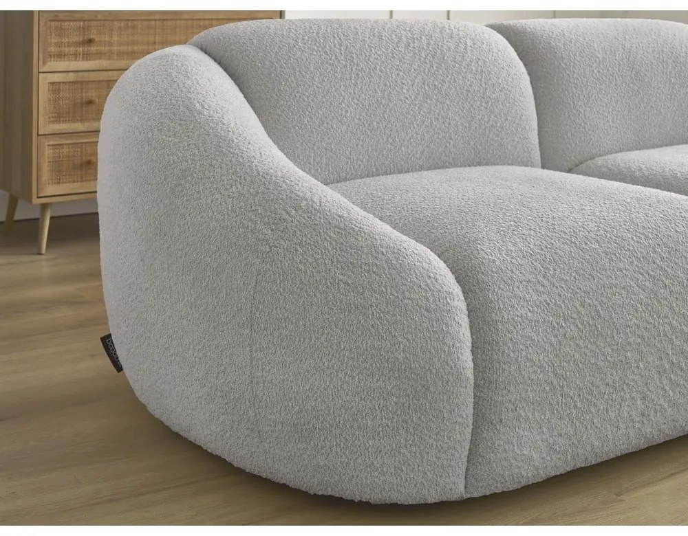 Jasnoszara sofa z materiału bouclé 230 cm Tina – Bobochic Paris