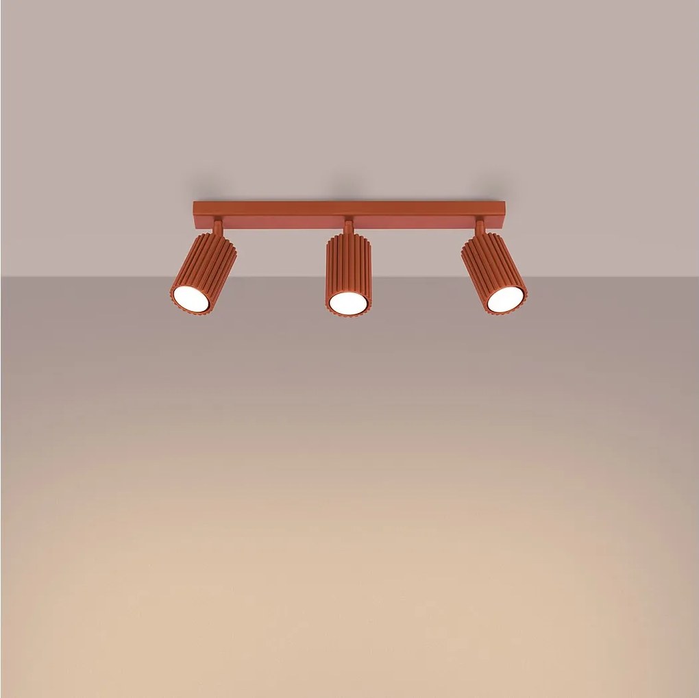 Lampa sufitowa minimalistyczny Gloow, aluminium - 3 źródło światła 3000K - L.45 x H.16.5 cm - ochra czerwona