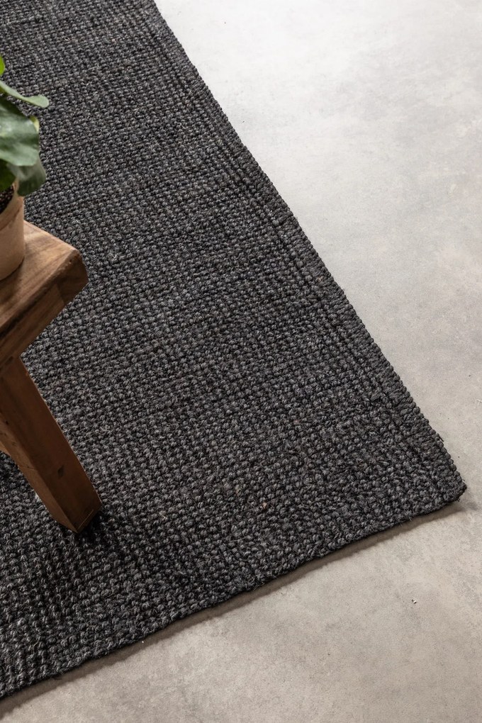 Dywan naturalny jutowy ręcznie tkany Boucle czarny 80 cm x 150 cm