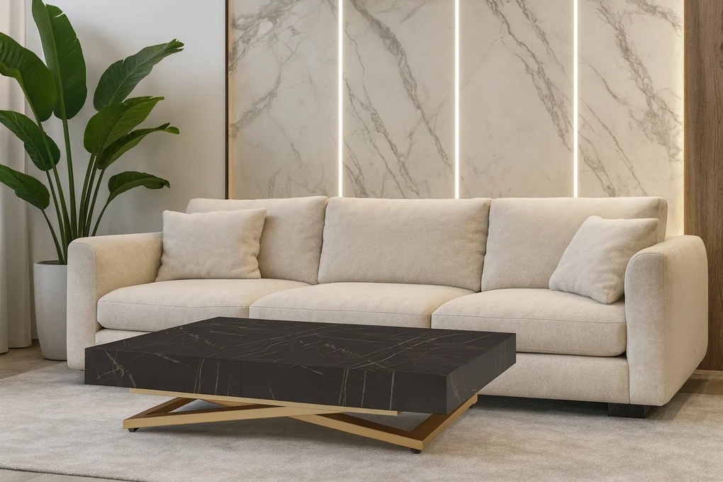 Rozkładany ławostół z regulacją wysokości Sanna U, podstawa złota