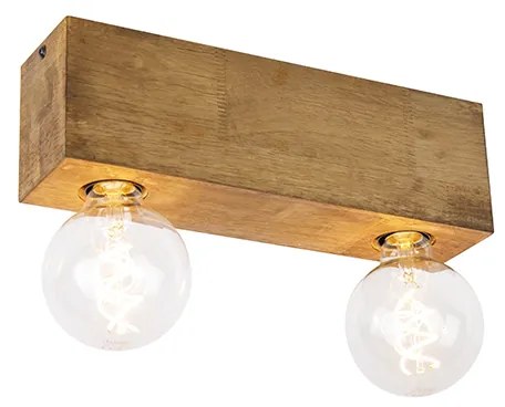 Rustykalny plafon z reflektorami vintage drewno 2-światła - Bloc