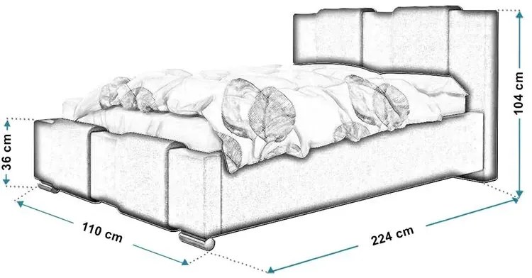 Jednoosobowe łóżko z pojemnikiem 90x200 Molta 3X - 36 kolorów