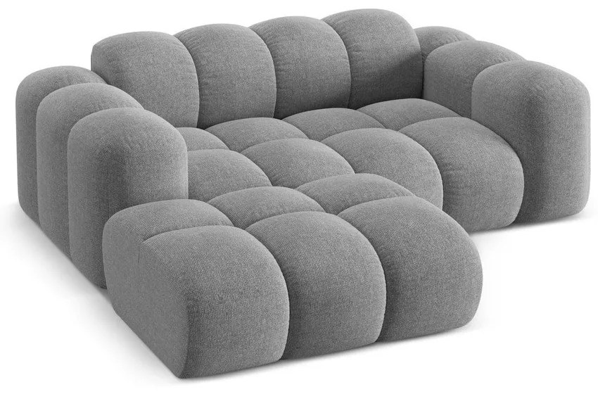 Jasnoszary narożnik z tkaniny szenilowej (lewostronny/z szezlongiem) Treno – Cosmopolitan Design