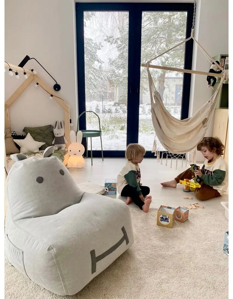 Jasnoszary dziecięcy worek do siedzenia Hippo – The Brooklyn Kids