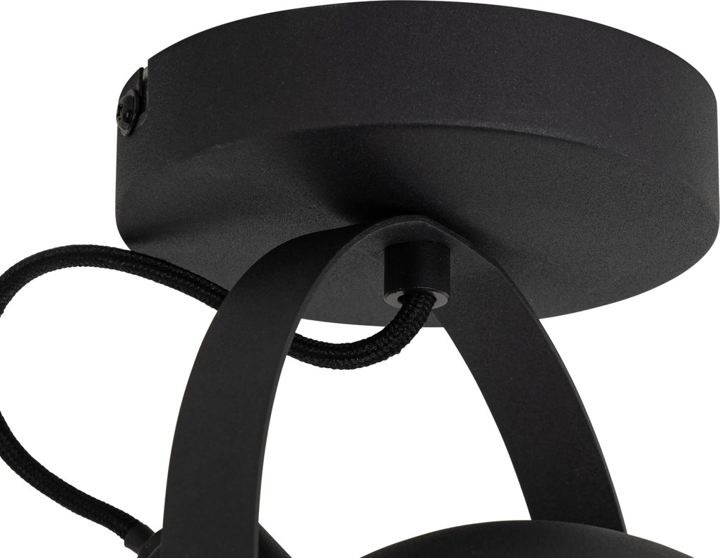 Industrialna lampa sufitowa czarna ze złotem 15 cm regulowana - Magnax