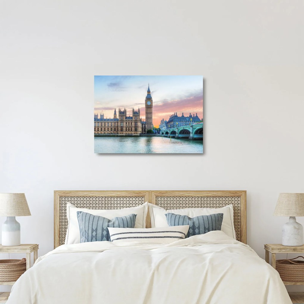 Obraz na szkle - Londyn w pastelowych kolorach (70x50 cm)