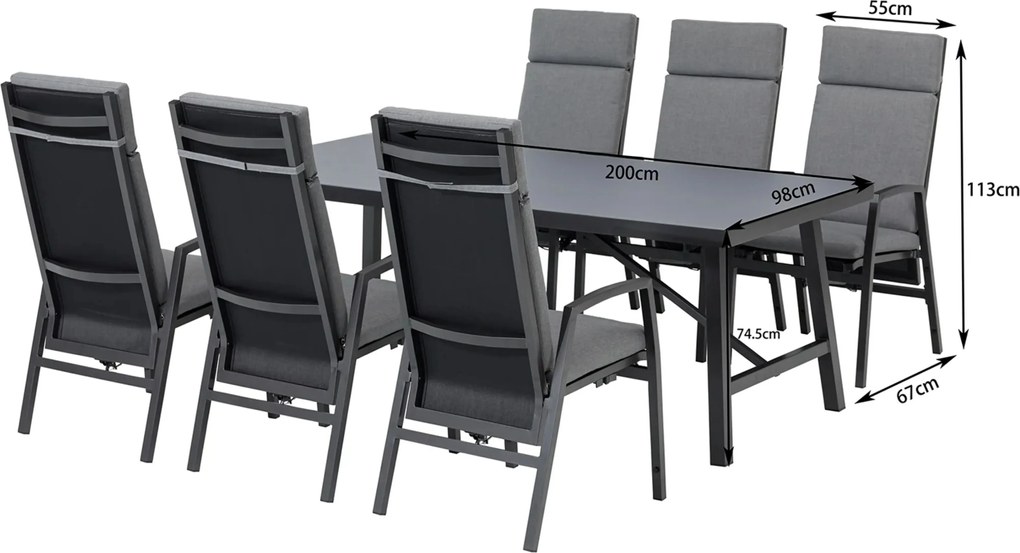 Doppler ARCTIC ogrodowy zestaw wypoczynkowy 6+1 antracyt