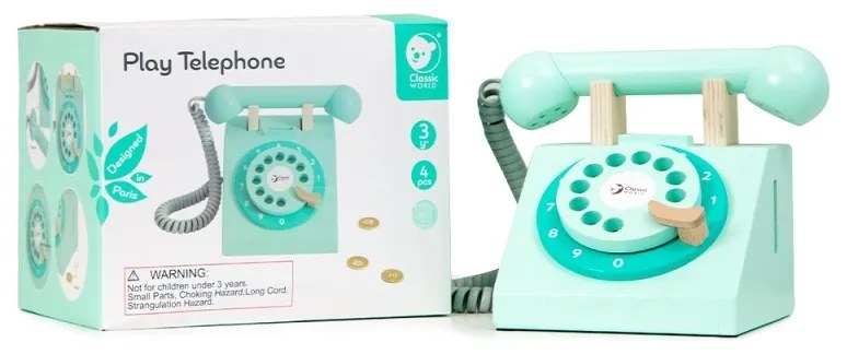 Classic world klasyczny drewniany telefon dla dzieci 4 el.