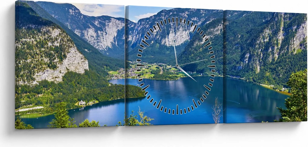 Obraz - Hallstätter See, Hallstatt, Austria (z zegarem) (90x30 cm)