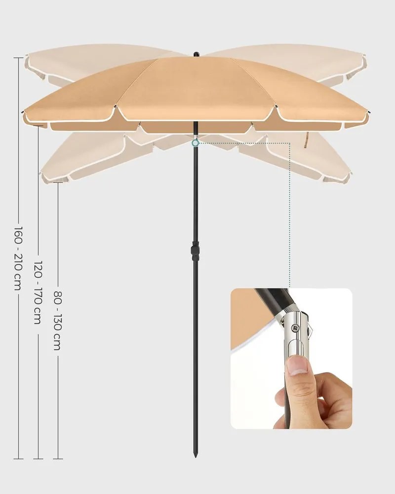 Parasol SOLARA, Ø160 cm, jasnobrązowy (taupe) SongmicsHome