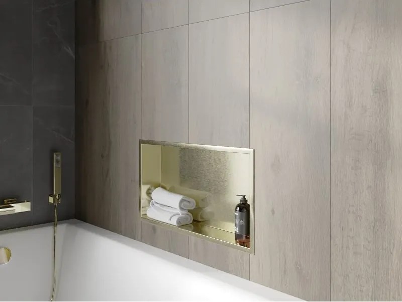 Mexen X-Wall-R półka wnękowa z kołnierzem 60 x 30 cm, złota szczotkowana - 1950603010