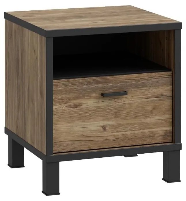 Stolik nocny OREN brązowy/czarny