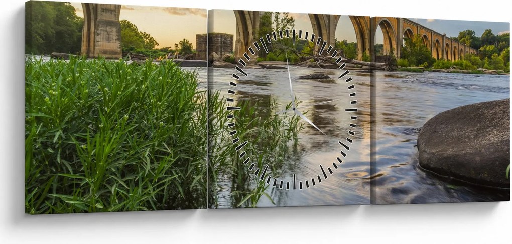 Obraz - Most kolejowy w Richmond (z zegarem) (90x30 cm)