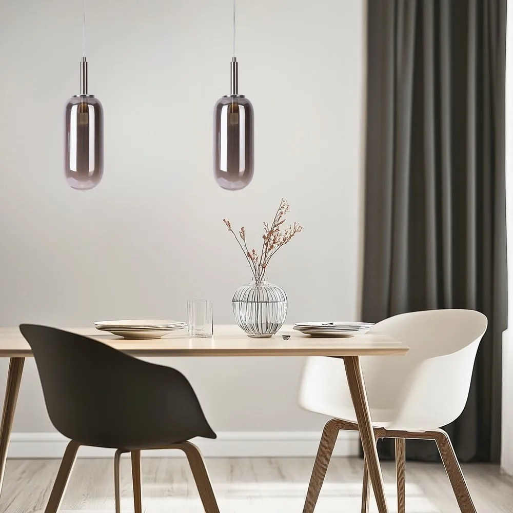 Antracytowa lampa wisząca LED ze szklanym kloszem ø 13 cm Fiuggi – Candellux Lighting
