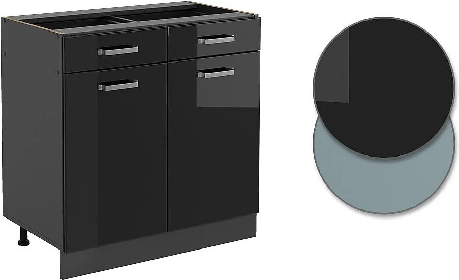 Szafka dolna do kuchni czarny wysoki połysk 80x46x81.6 r-line