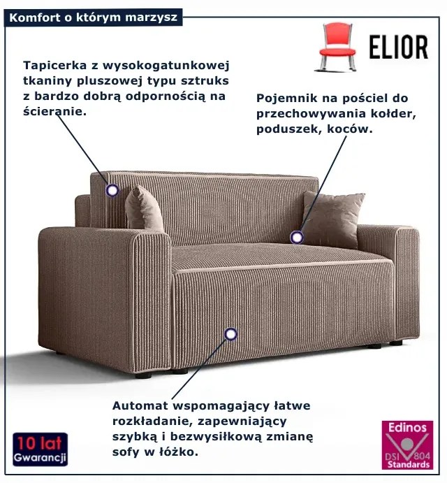 Jasnoróżowa rozkładana sofa z pojemnikiem A7-R74