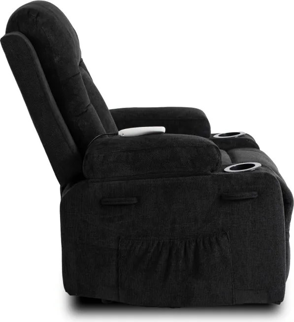 Fotel Masujący BOX 2 Rozkładany z Podnóżkiem Czarny Nowoczesny