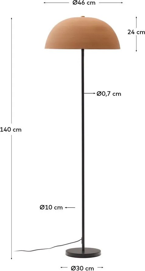 Lampa stojąca w kolorze terakoty z metalowym kloszem (wysokość 140 cm) Nibla – Kave Home