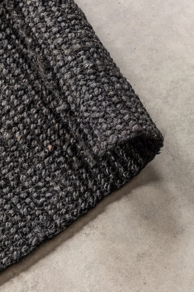 Dywan naturalny jutowy ręcznie tkany Boucle czarny 80 cm x 150 cm