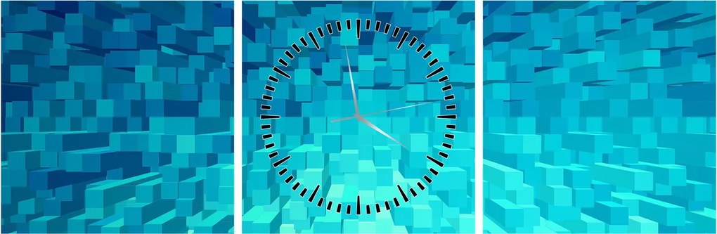 Obraz - abstrakcyjne kostki (z zegarem) (90x30 cm)