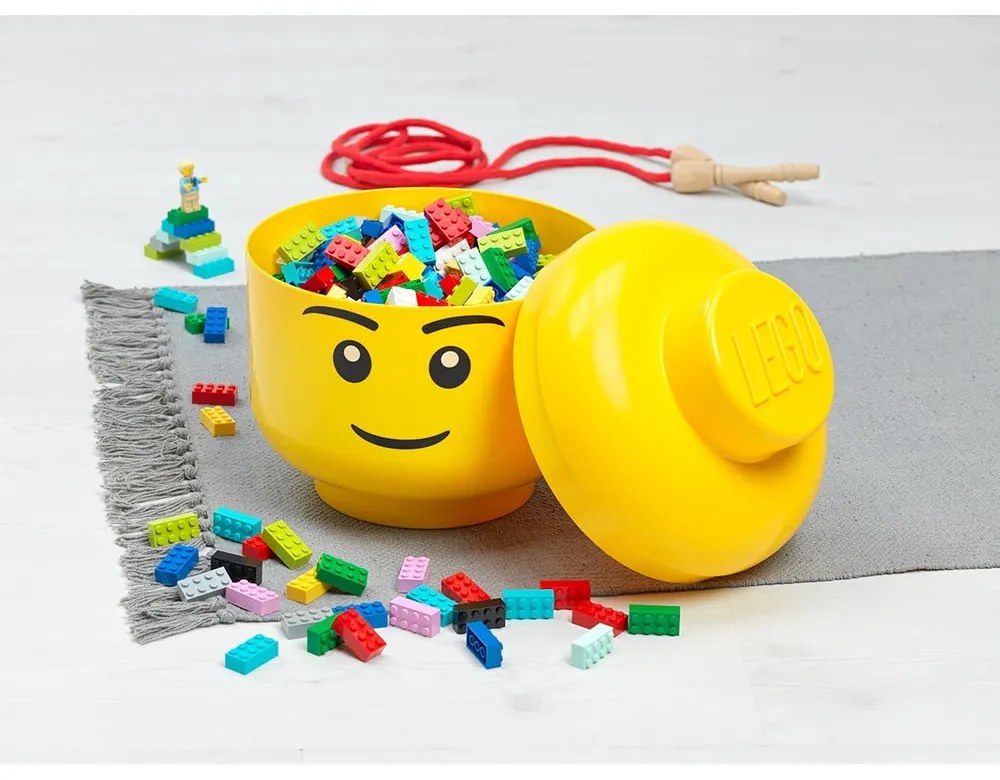 Żółty pojemnik w kształcie głowy LEGO®, ⌀ 16,3 cm