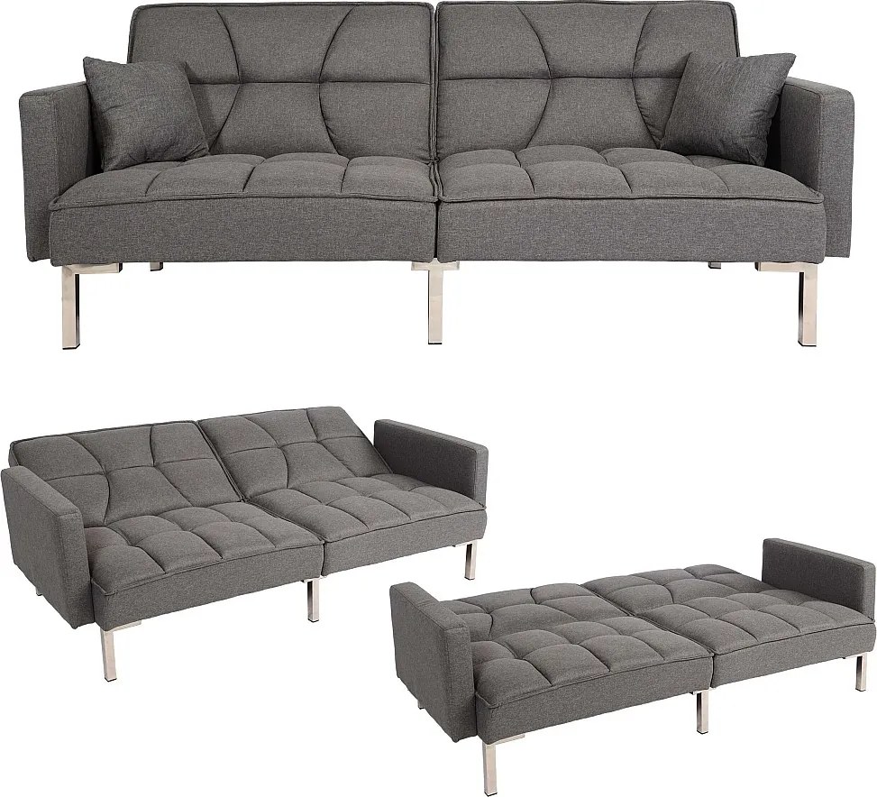 Sofa rozkładana MCW-K65,  tkanina/tekstylia szary